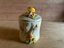 MCM Mushroom Canister Cookie Jar Lid Tree Stump Treasure Craft USA Retro Vtg picture