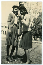 Two Smiling Women Vintage Snapshot Photo African American Best Friends Girls 48 picture