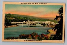 Washington & Oregon OR Bridge Of The Gods Columbia River Postcard 1930-45 picture