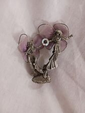 Pewter Fairy Figure, Angel Statue, And Angel Wall Hanging Statue Trio picture