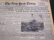 1950 DECEMBER 14 NEW YORK TIMES - U. N. APPROVES CEASE FIRE - NT 4299 picture