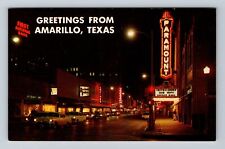 Amarillo TX-Texas, Night Scene Of Polk Street Downtown, Vintage Postcard picture