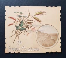 c1890s Christmas Greeting - Embossed/Gilt/Glitter  + Photo Esplanade Ventnor picture