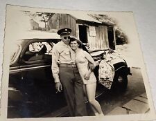Rare Antique Vintage World War 2 Soldier & Cigar Swimsuit Lady Snapshot WWII picture