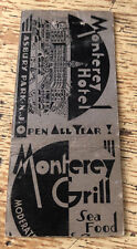 1930s-40s Monterey Hotel Grill Sea Food Asbury Park New Jersey Matchbook Cover picture