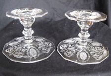 Cambridge Majestic Etched Pair of Vintage Candlesticks 3120 picture