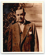Original Old Antique Vintage Outdoor Picture Real Photo Gentleman Suit Tie 1920s picture
