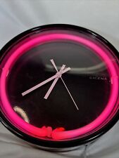 Vintage CICENA Pink Neon Clock 1990 9.5 Inch Works Rare - See Description picture
