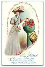 1909 Pretty Woman Flowers Hat Miss Portland Embossed Portland Oregon OR Postcard picture