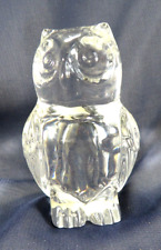 Princess House 24% Lead Crystal Owl Figurine Clear Glass Paperweight Germany 3.5 picture