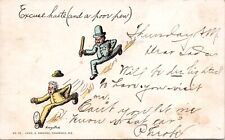C.1906 Comic Police Officer Cop Chasing Man Humor Chris Krogstad Postcard 136b picture