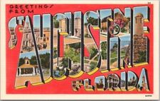 Vintage ST. AUGUSTINE Florida Large Letter Postcard Multi-View / Tichnor Linen picture