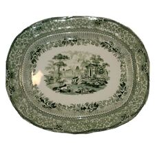 Antique English Transfer Ware Ridgways Green Grecian Pattern 13” Platter picture
