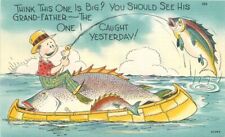 1940s Fishing Exaggeration comic humor Asheville #106 Postcard 22-8841 picture
