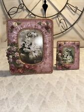 Victorian Picture Frames - 3 1/2” X 5” and 2” X 3” -Pink Border w/ 🌸 - No Glass picture