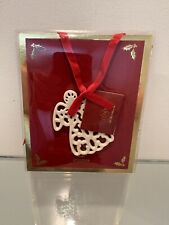 Lenox Pierced Angel Charm Christmas Ornament Cream Porcelain With Red Ribbon 3