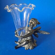 Vintage Black Resin  Winged Pixie / Fairy Holding a Bud Vase picture