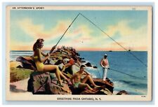 1949 Greetings From Ontario New York NY, An Afternoon's Sport Fishing Postcard picture