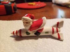 VTG MCM Shafford Santa Candy Cane Rocket Ornament Atomic Christmas Ceramic picture