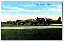 c1940 Bell Airacobras Tied Down Night Selfridge Mt. Clemens Michigan MI Postcard picture