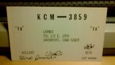CB radio QSL postcard KCM-3859 William Beth Carnes 1970s Davenport Iowa picture