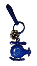 Vintage 1980s Plastic Charm Helicopter Navy Blue Charms Necklace Clip On Retro picture