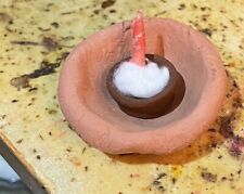 RARE Clay Diya/Dhoop/incense/sambrani Holder/ Camphor Lamp Made With Holy Leaves picture