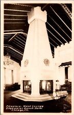Real Photo Postcard Fireplace West Lounge Edgewater Beach Hotel in Chicago, IL picture