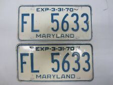 NICE PAIR of 1970 Maryland License Plates 