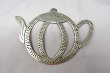Vintage Solid Brass Teapot Shaped Footed Kitchen Trivet Hot Plate 6