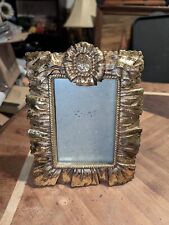 ORNATE PICTURE FRAME GOLD RIBBON AND LACE RESIN 3 1/2 X 5 PICTURE FREE STANDING picture