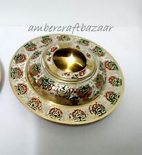Ash tray, Antique Pure Brass Indian Handcrafted Minakari Work Round Ash Tray picture