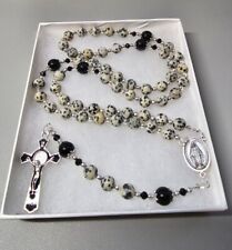 Large One Of A Kind Hand Crafted Rosary Made With Natural Dalmatian Jasper... picture