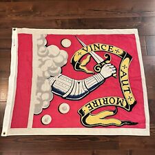 Vintage  Bedford Flag Vince Aut Morire Banner Bulldog 100% Cotton Bunting picture