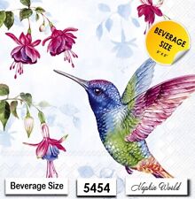 (5454) TWO Paper BEVERAGE / COCKTAIL Decoupage Art Craft Napkins - HUMMINGBIRD picture