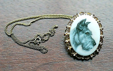 SCHNAUZER Dog Pet Brooch Pin Necklace Pendant Gold Tone Cameo Man's Best Friend picture