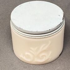 VTG Milk Glass C. 1930's Vanity Decor Metal Lid Cold Cream Cosmetics Container picture