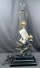 ✨BEAUTIFUL RARE GRIFFIN FIGURE WILDWOOD BRONZE DESK TABLE TORCH LAMP ✨ picture