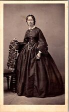 Handsome Woman, in Lovely (Hoop) Dress, c1860s, CDV Photo, #2267 picture
