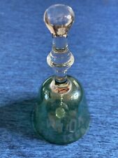 Commemorative collectible bell Alva OK centennial 1986 etched green glass 5.5” picture