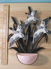 VTG 1920s/30s 3D Celluloid or Bakelite Ducks In Reeds Above Pink Wall Pocket picture