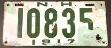 1917 New Hampshire porcelain license plate 10835 picture