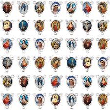 50Pcs Rosary Center Our Lady Miraculous Medal Charms Connection Cross Pendant picture