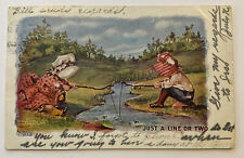 Vintage Postcard, Two Little Girls Fishing picture