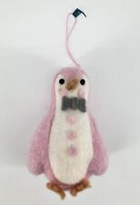 Pink Felt Penguin Christmas Ornament 5” Cute Animal Shape picture