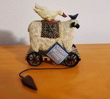 VTG Williraye Studio Figurine, Sheep On Cart w/ Goose & Bird, WW1429, USA 1999 picture