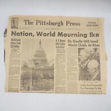 Newspaper Pittsburgh Press December 29 1969 Ike Dwight Eisenhower Death picture