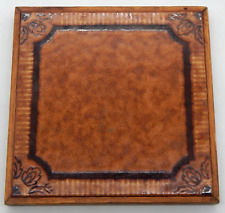 Vintage Italian Ceramic Glazed Tile Inlaid Wooden Frame 8.5 Trivet Made In Italy picture