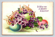 1909 TUCK's Happy Easter Violet Flowers and Easter Eggs Postcard picture