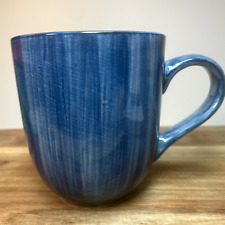 Citrus Grove Blue Brush Stroke Hand Painted Coffee Tea Mug Minimal Solid 14oz picture